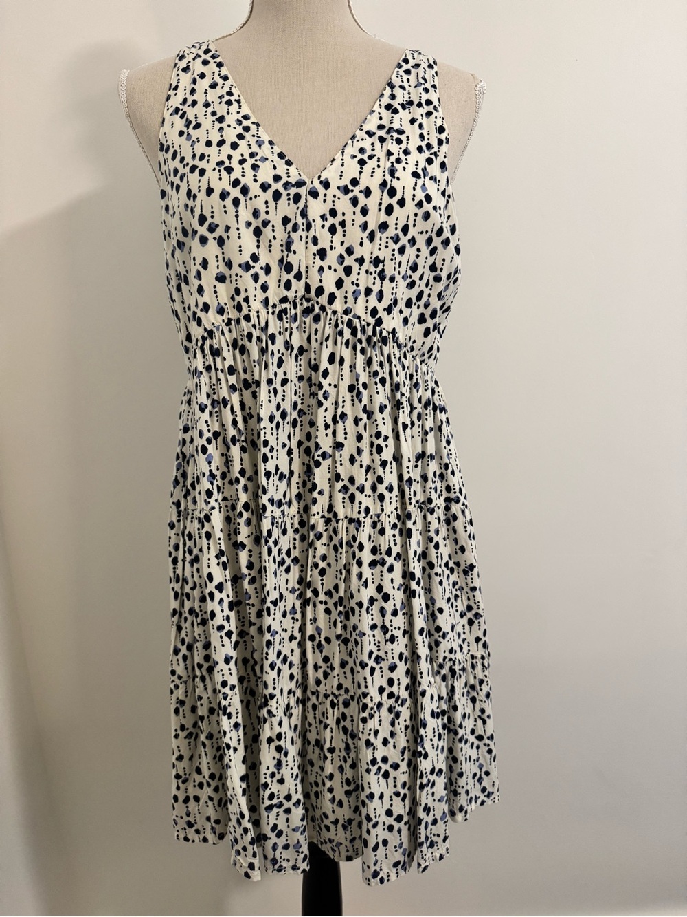 Sincerely Jules Rayon Blue Cream Dress Size M